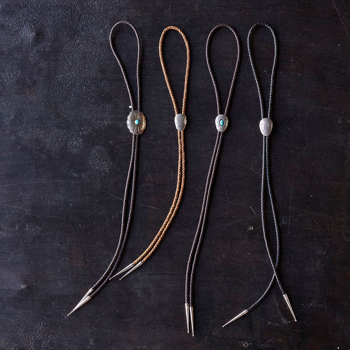 No.10 Braided Leather Bolo Tie | Sterling Silver & Turquoise