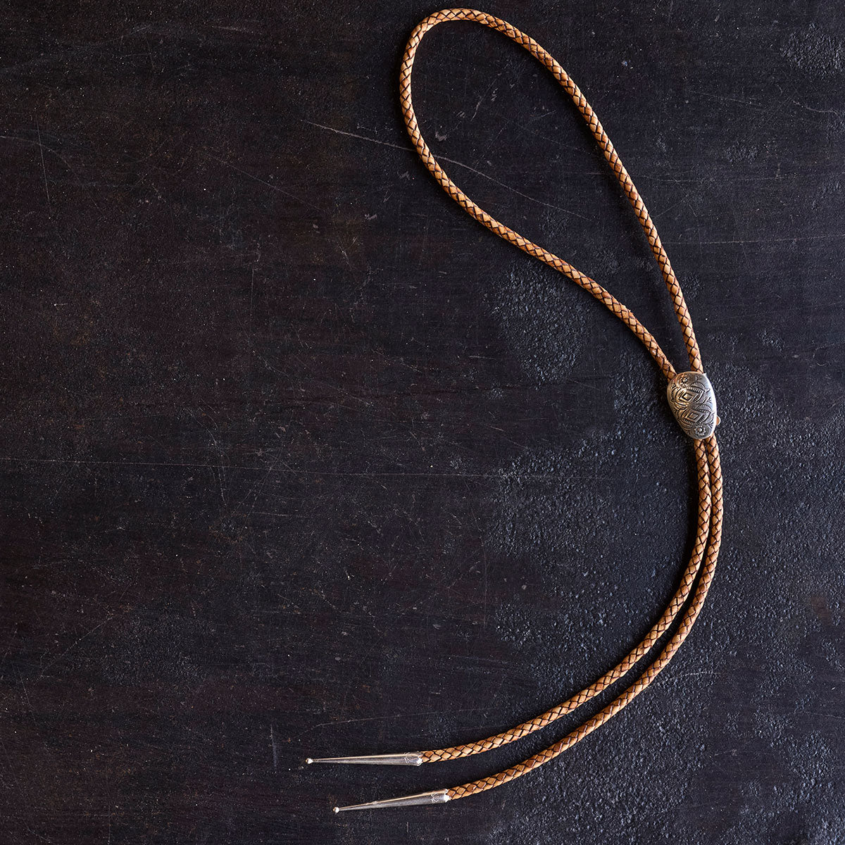 No.10 Braided Leather Bolo Tie | Sterling Silver & Turquoise