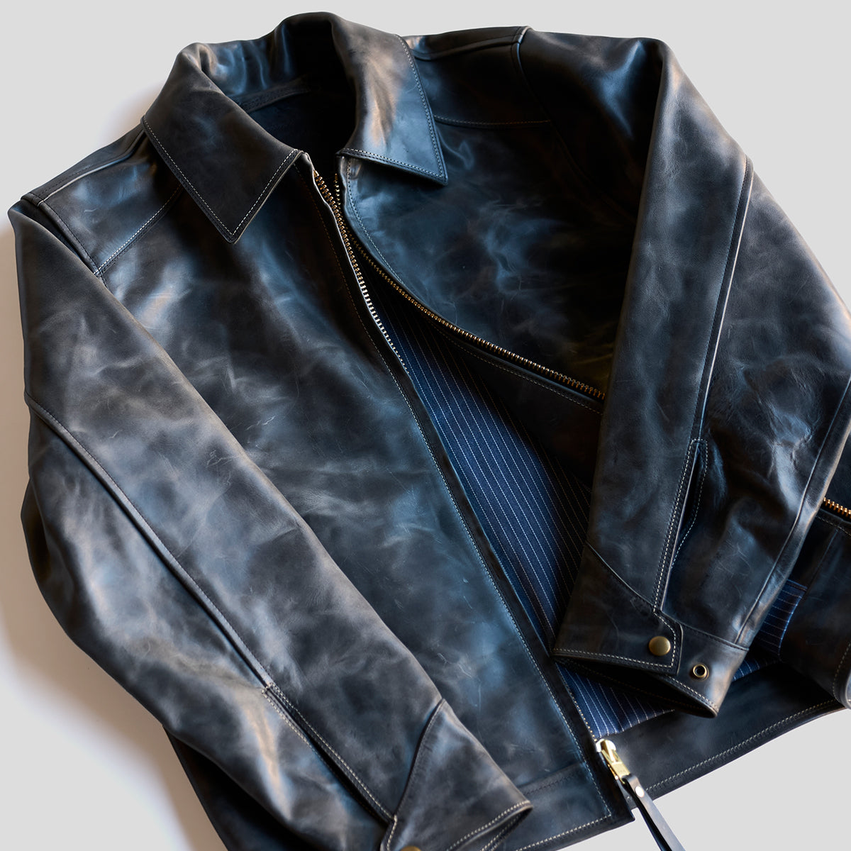 No.65 Vintage Horsehide Jacket | Marbled Charcoal