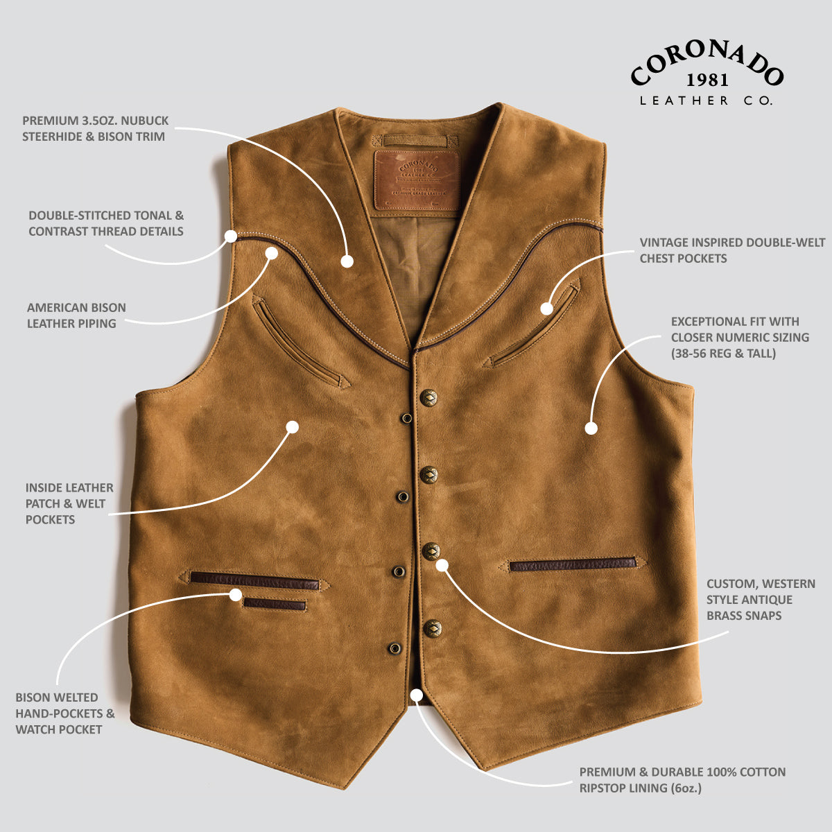 No.484 Vaquero Vest | Indy Bison Brown (LE) x10