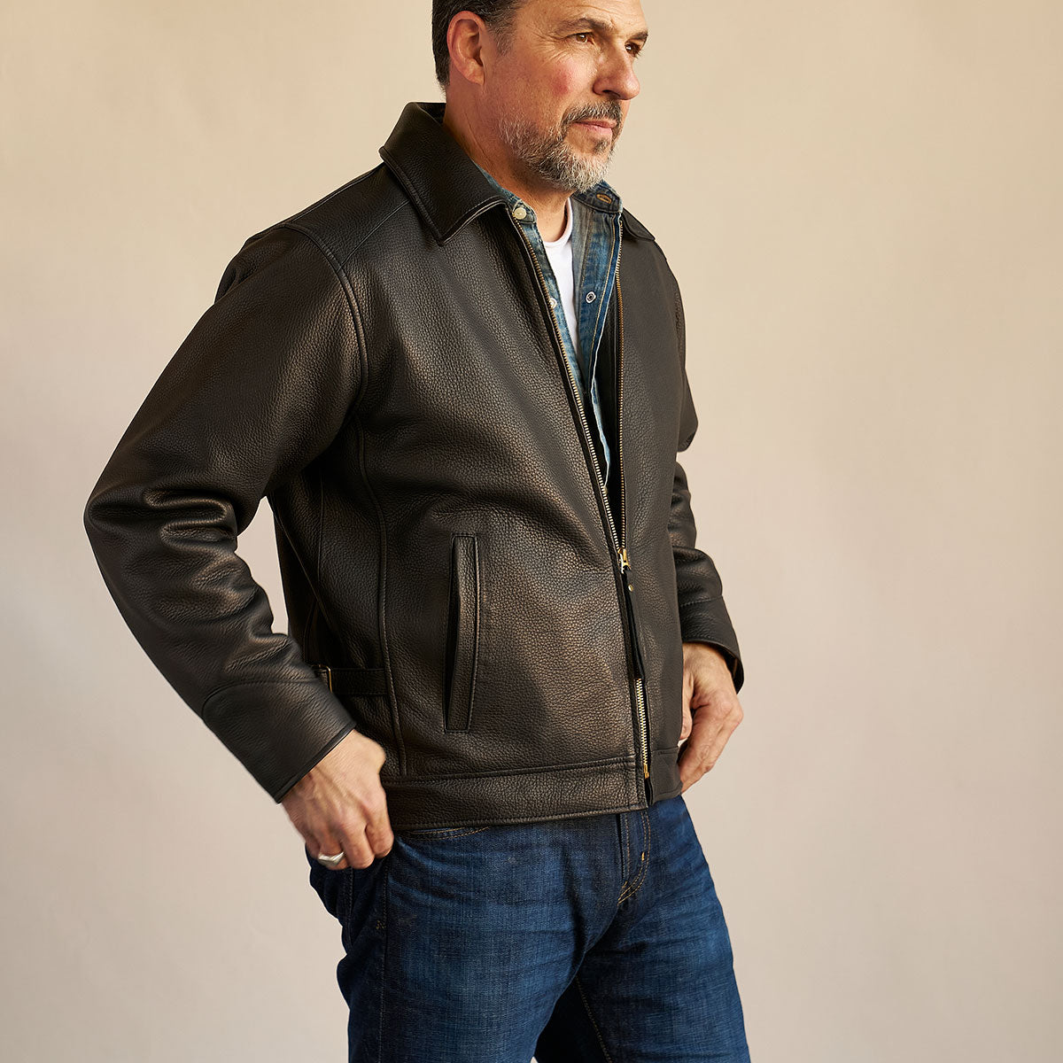 No.320 Garrison Jacket | Italian Deerskin Black