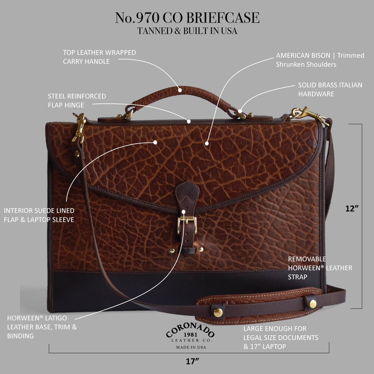 No.970 CO Executive Briefcase | Bison Brown