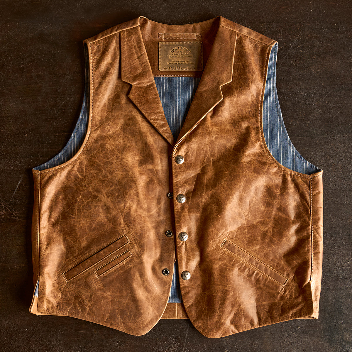 No.29 Western Lapel Vest | Distressed Saddle (L.E.)