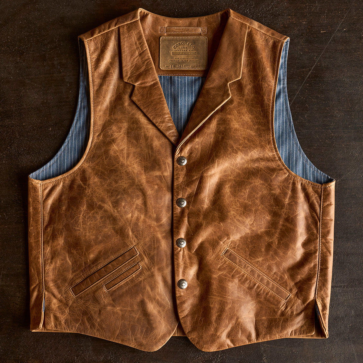 No.29 Western Lapel Vest | Distressed Saddle (L.E.)