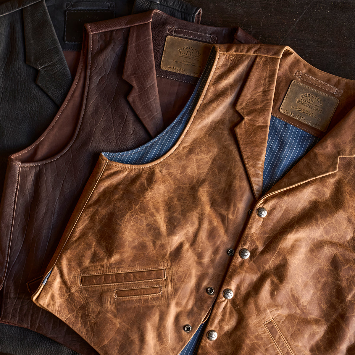 No.29 Western Lapel Vest | Distressed Saddle (L.E.)