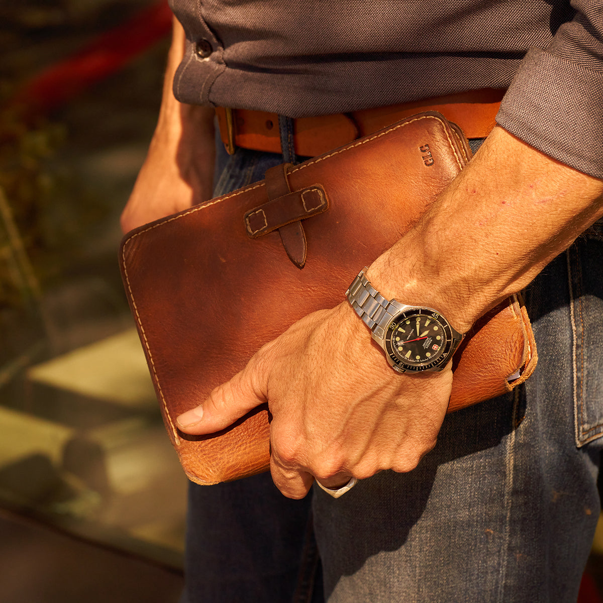 No.820 Portfolio A5 | Stone-Washed Indigo & Tan