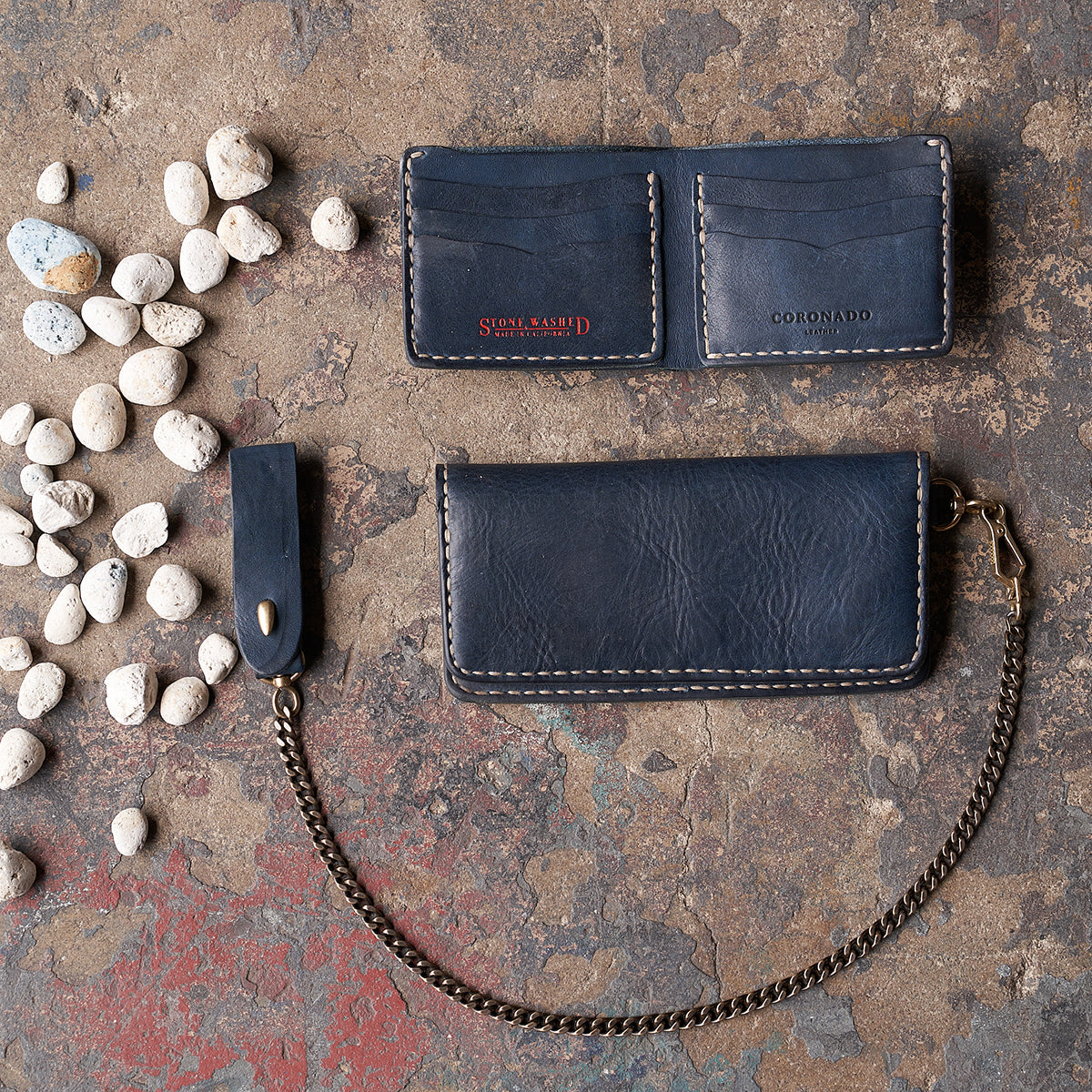 No.830 Long Vintage Stone-Washed Wallet | Indigo