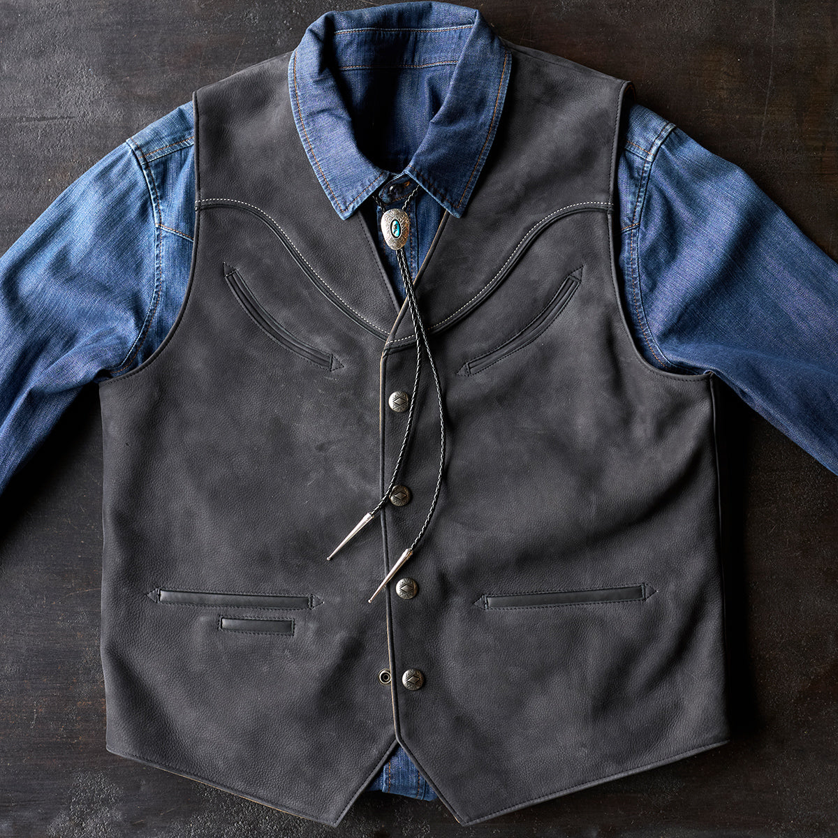 No.10 Braided Leather Bolo Tie | Sterling Silver & Turquoise