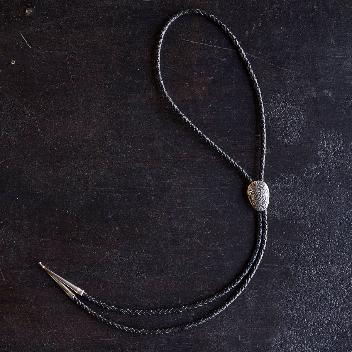 No.10 Braided Leather Bolo Tie | Sterling Silver & Turquoise