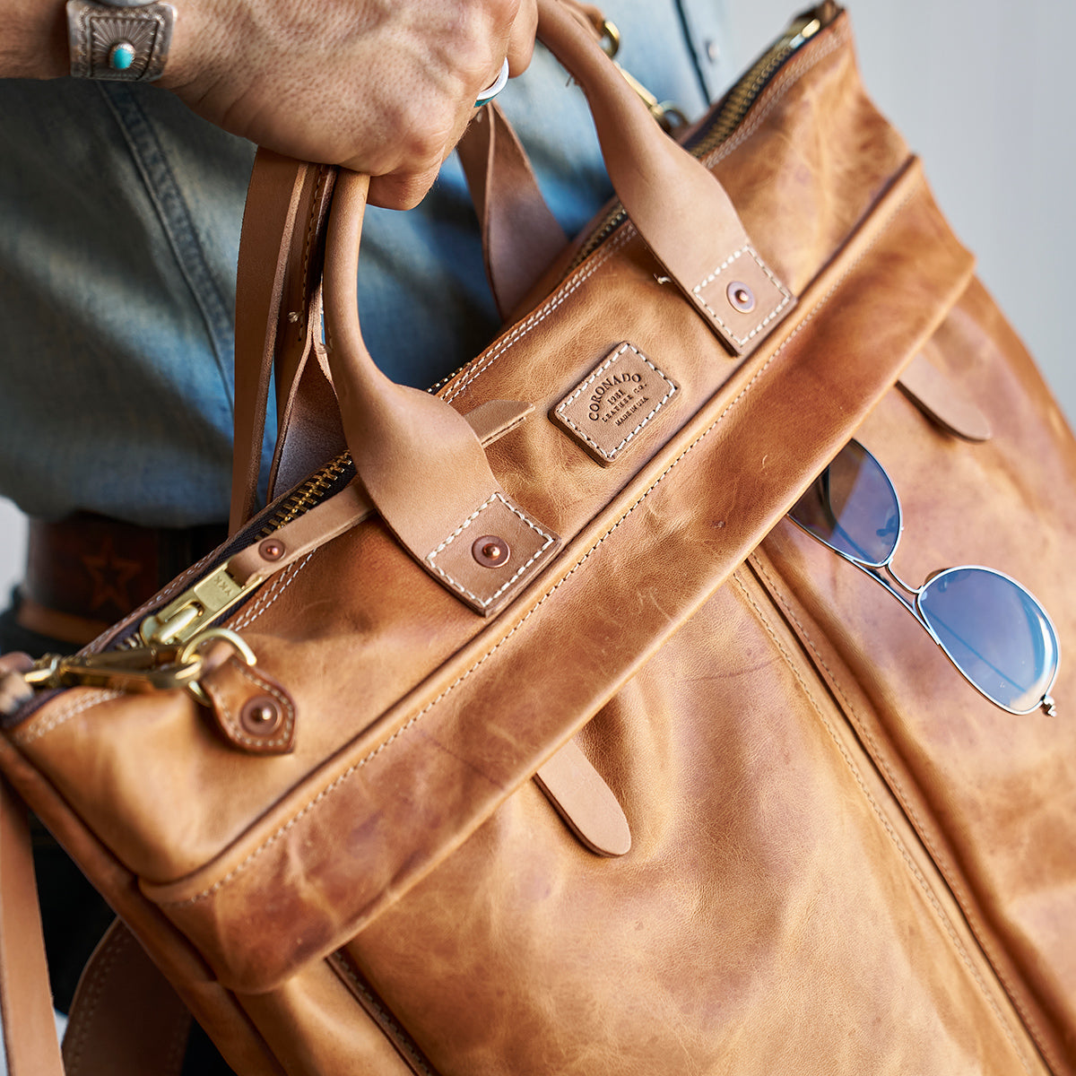 No.160 Primo Tote | Horween® Indigo & Tan