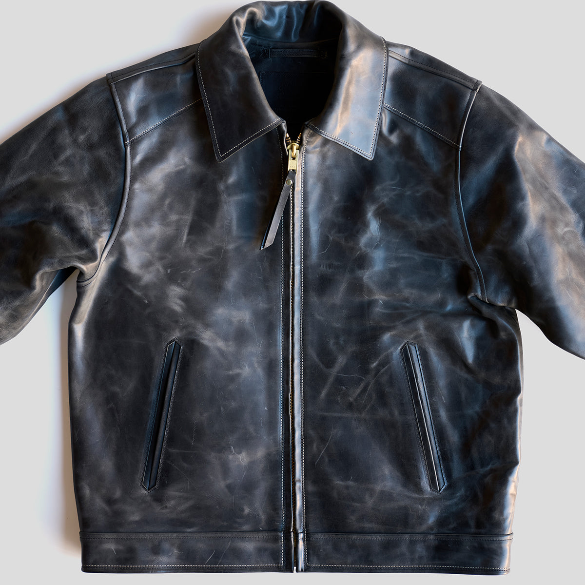 No.65 Vintage Horsehide Jacket | Marbled Charcoal