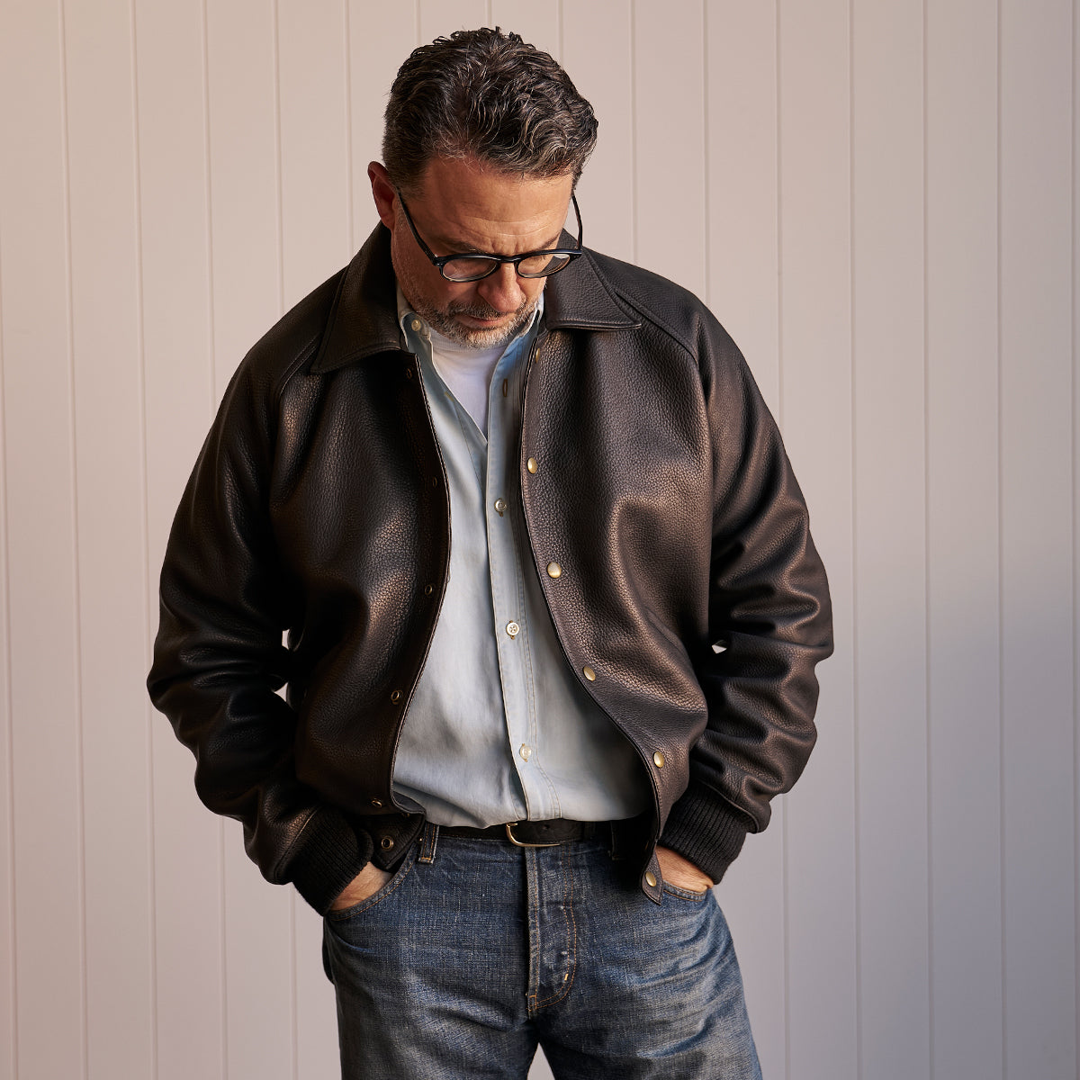 No.415 Vintage Snap Raglan | Black Italian Deerskin