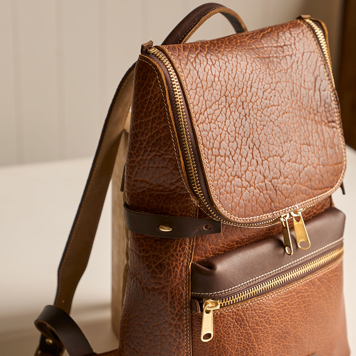No.755 Top-Zip Backpack | Bison Walnut