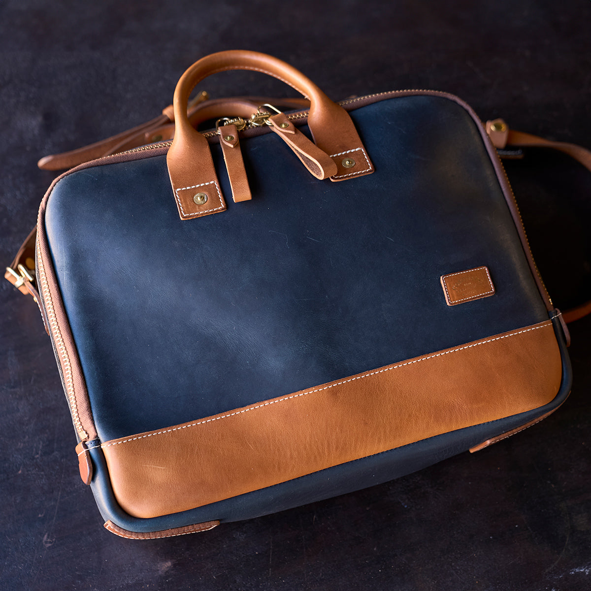No.545 SD Briefcase | Horween® Indigo & Tan
