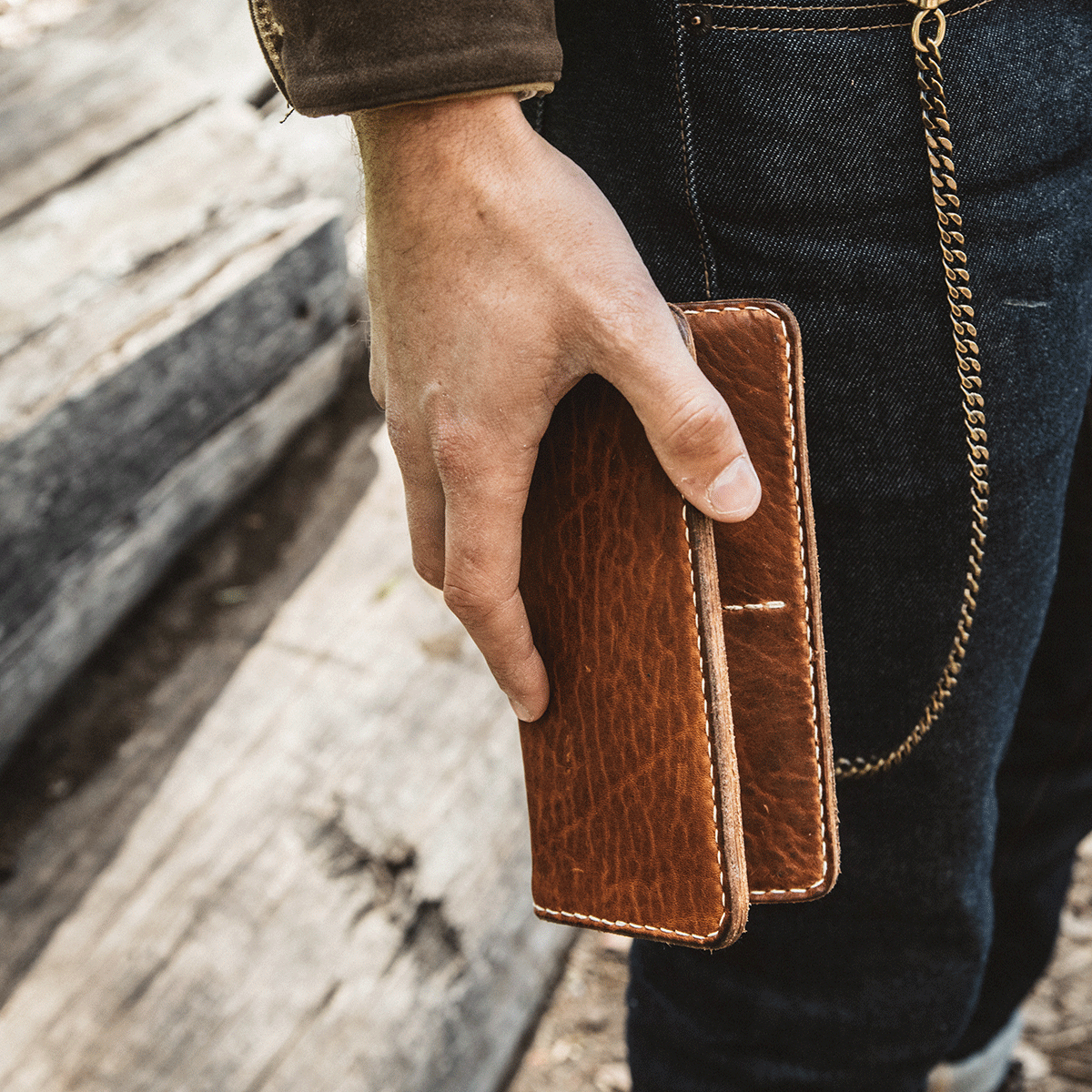 No.830 Long Vintage Stone-Washed Wallet
