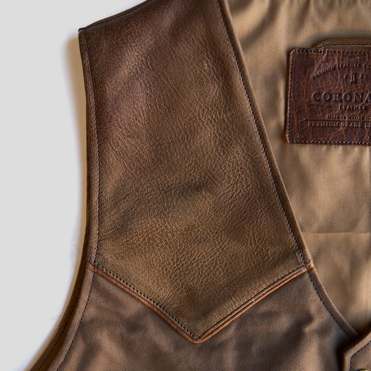 Circle-C Deerskin & Canvas Brown Vest